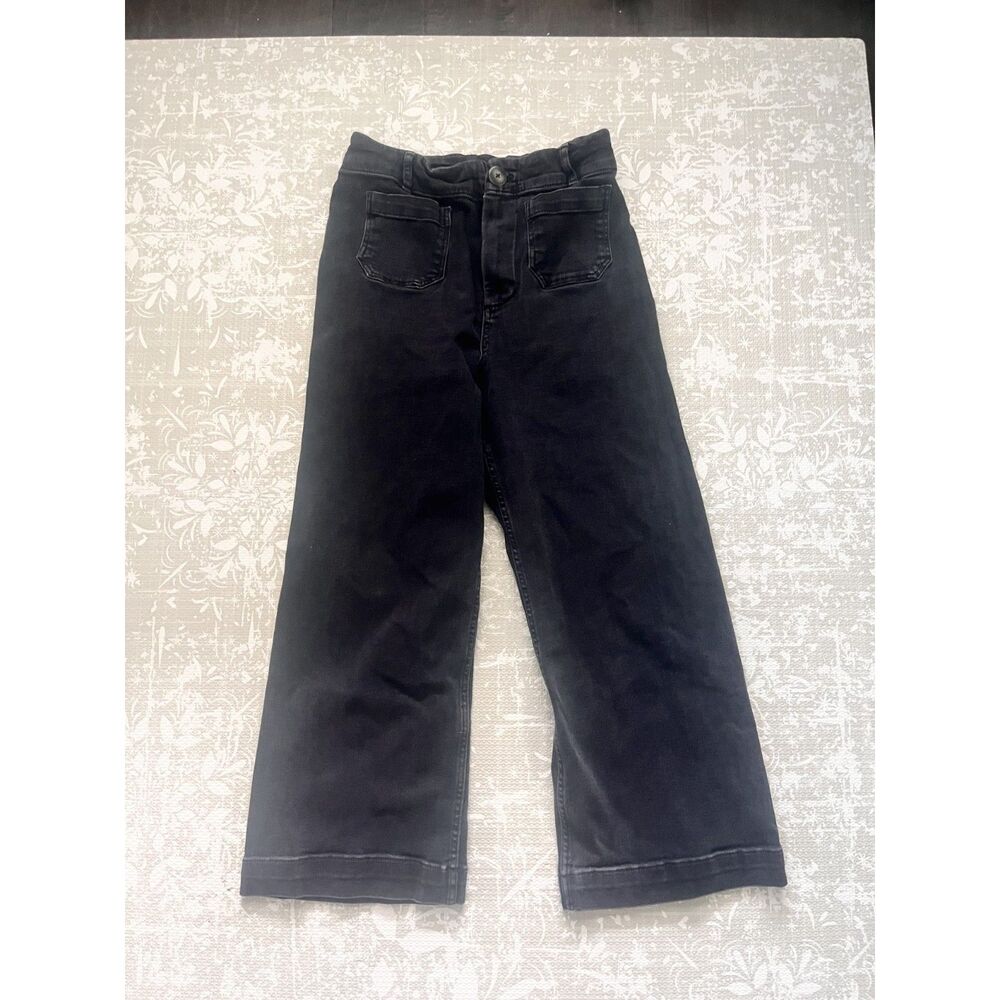 Pilcro Anthropologie Wide Leg Cropped Black Jeans Size 29